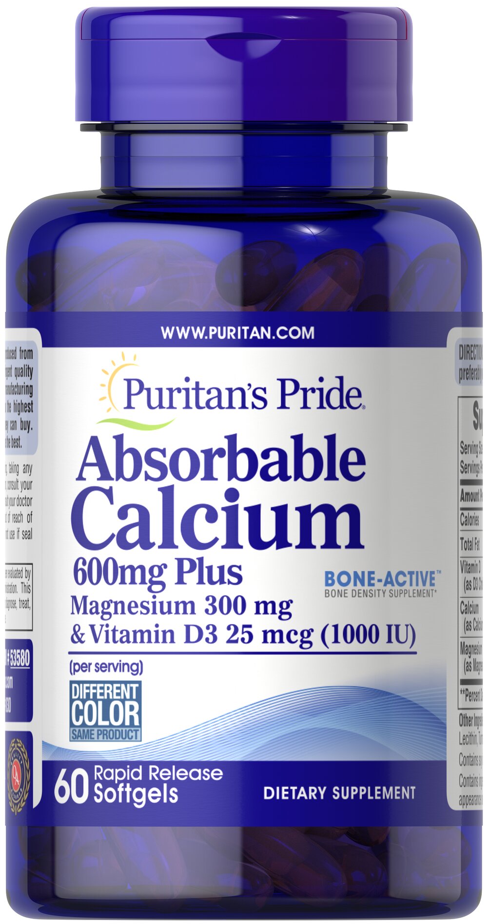 Absorbable Calcium 600 mg plus Magnesium 300 mg & Vitamin D3 25 mcg (1000 IU)