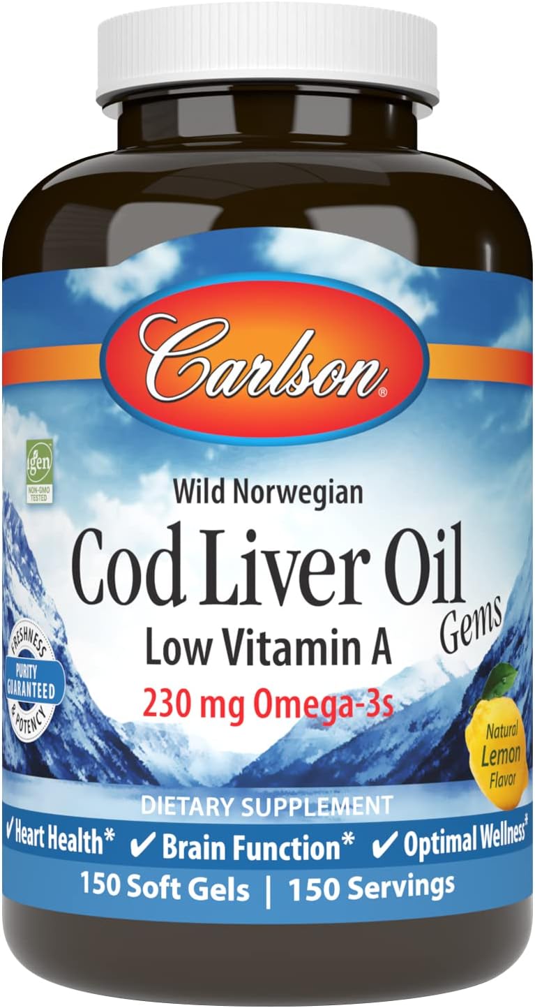 Cod Liver Oil Gems Low Vitamin A Natural Lemon Flavor