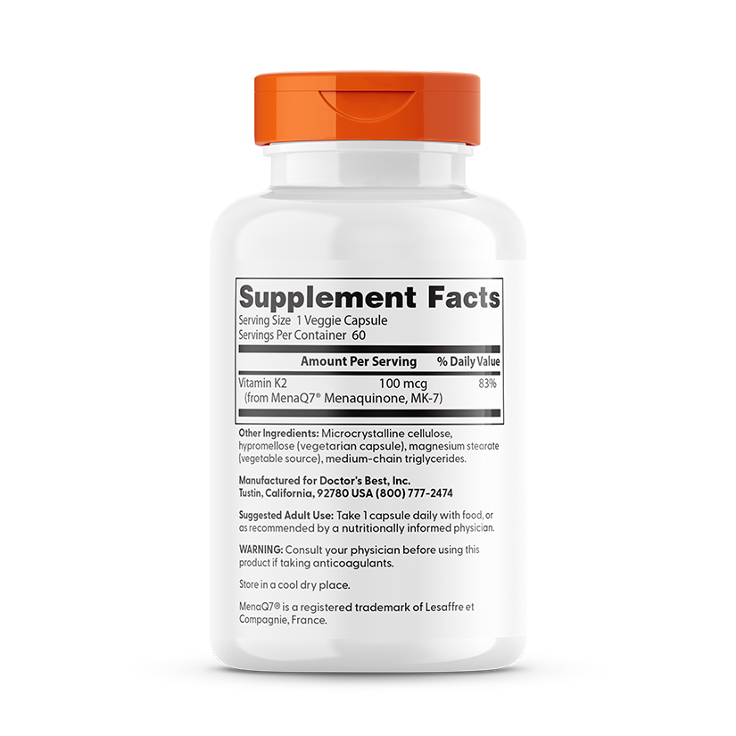 Natural Vitamin K2 MK-7 with MenaQ7 100 mcg