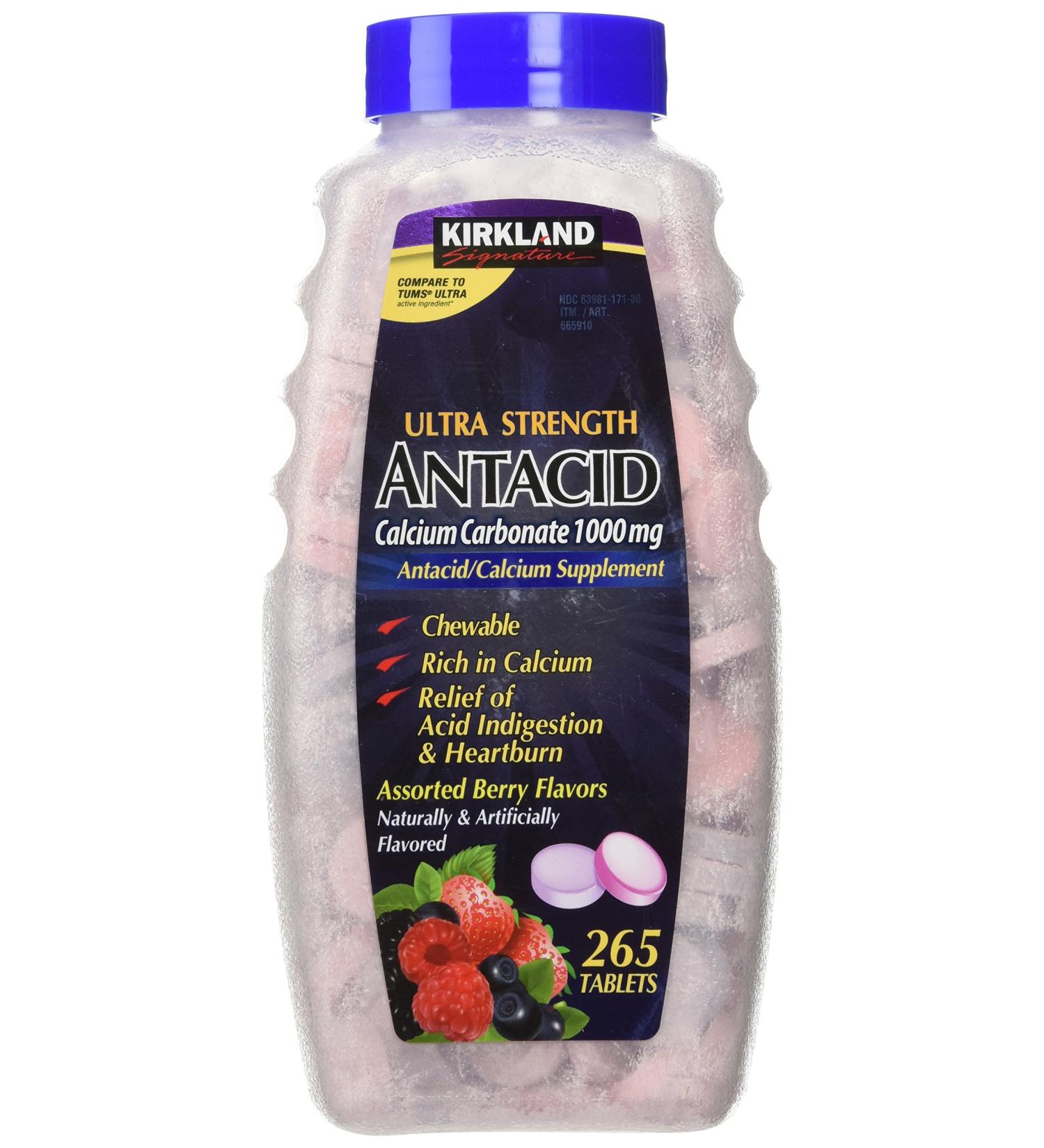 Ultra Strength Antacid Calcium Carbonate 1000 mg Assorted Berry Flavors