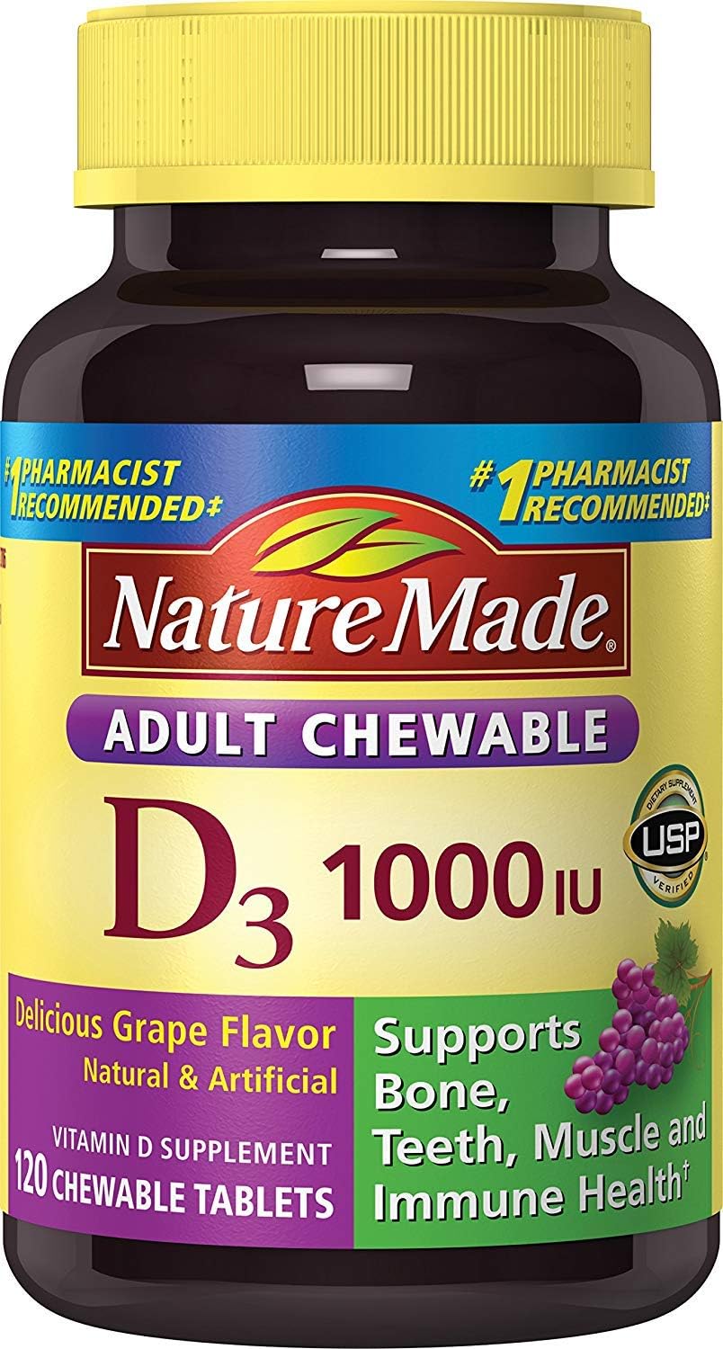 Adult Chewable D3 1000 IU Delicious Grape Flavor