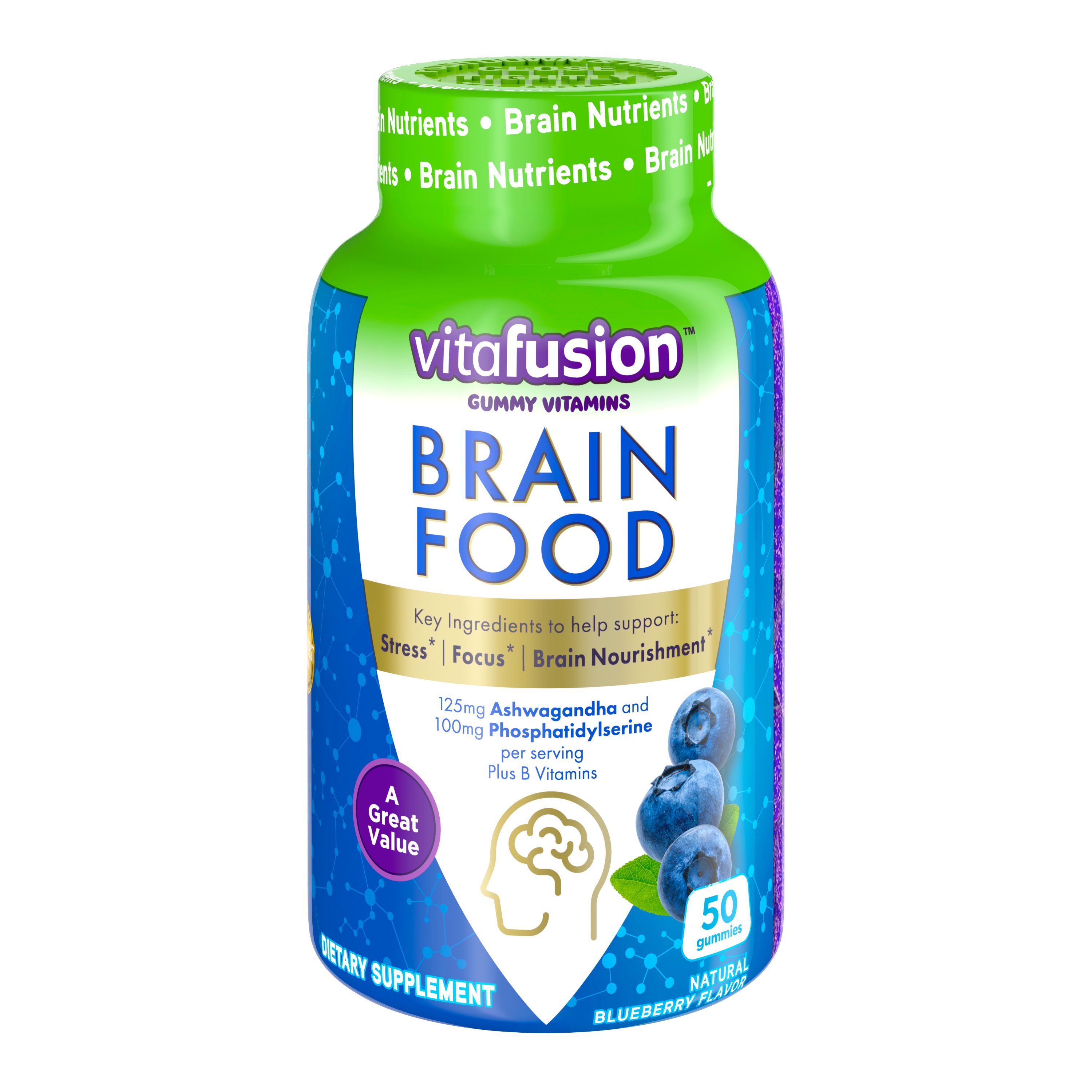 Brain Food Gummies Natural Blueberry Flavor