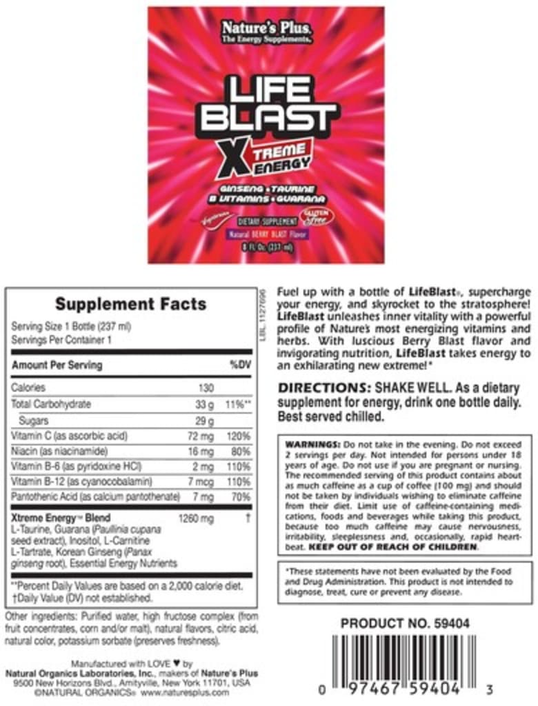Life Blast Xtreme Energy Natural Berry Blast Flavor